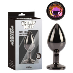 Анальная пробка чёрная CHISA MATRIX MONT с разноцветным камнем, размер M