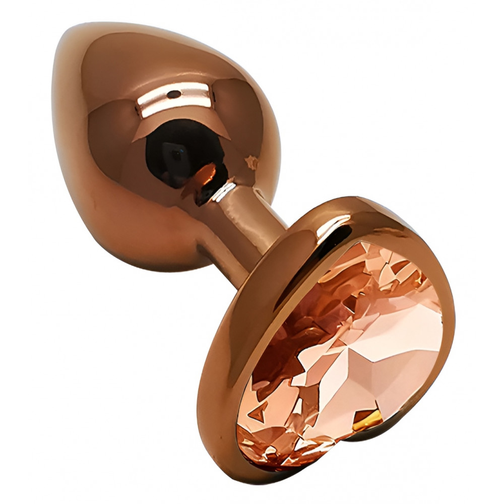 Анальные игрушки без вибрации - Анальная пробка с кристаллом EGZO - Dark Gold Heart Plug Yellow, size S 4