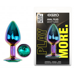 Анальная пробка с кристаллом EGZO - Multicolor Round Plug Marine size S