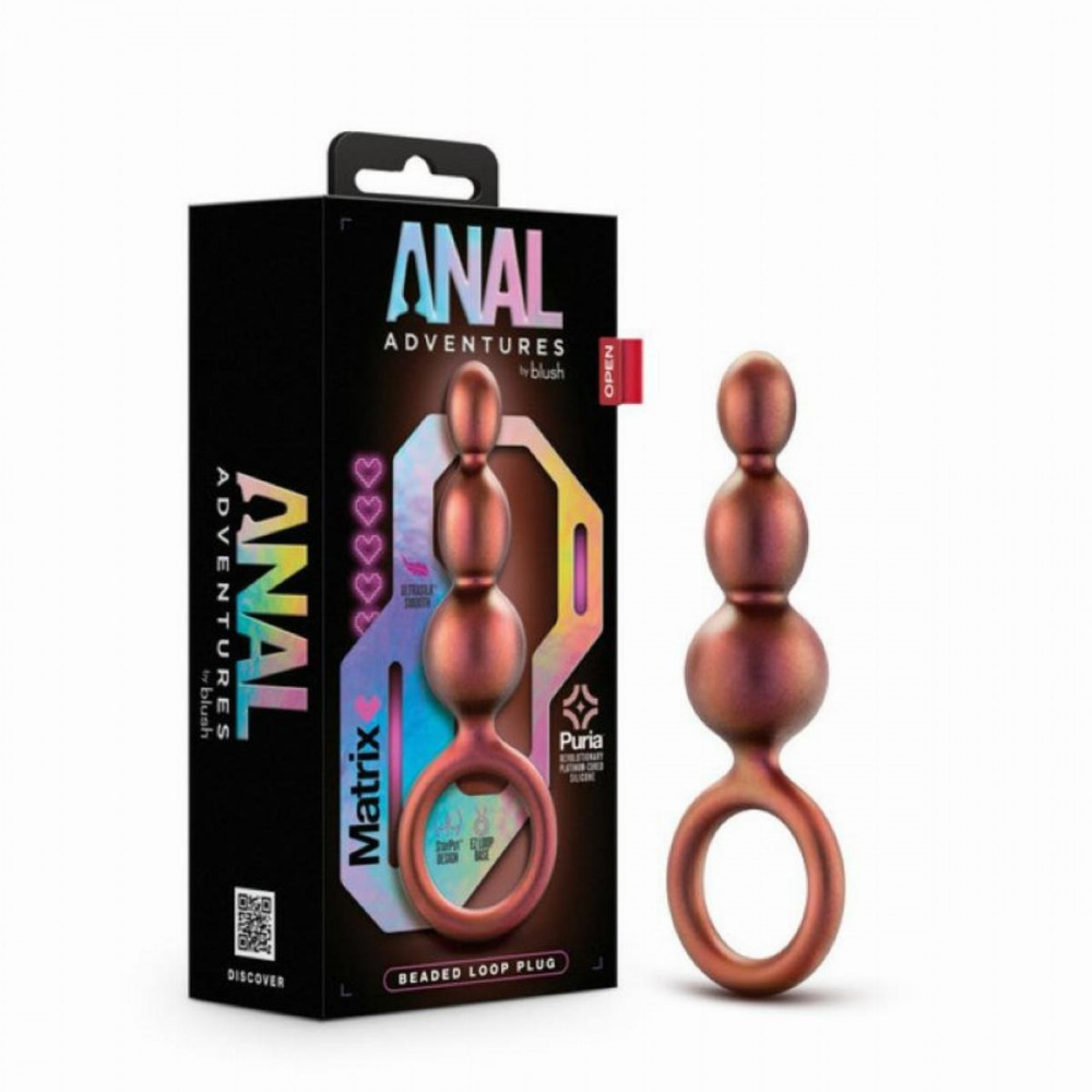 Секс игрушки - Анальная пробка с петлей из бисера ADVENTURES MATRIX