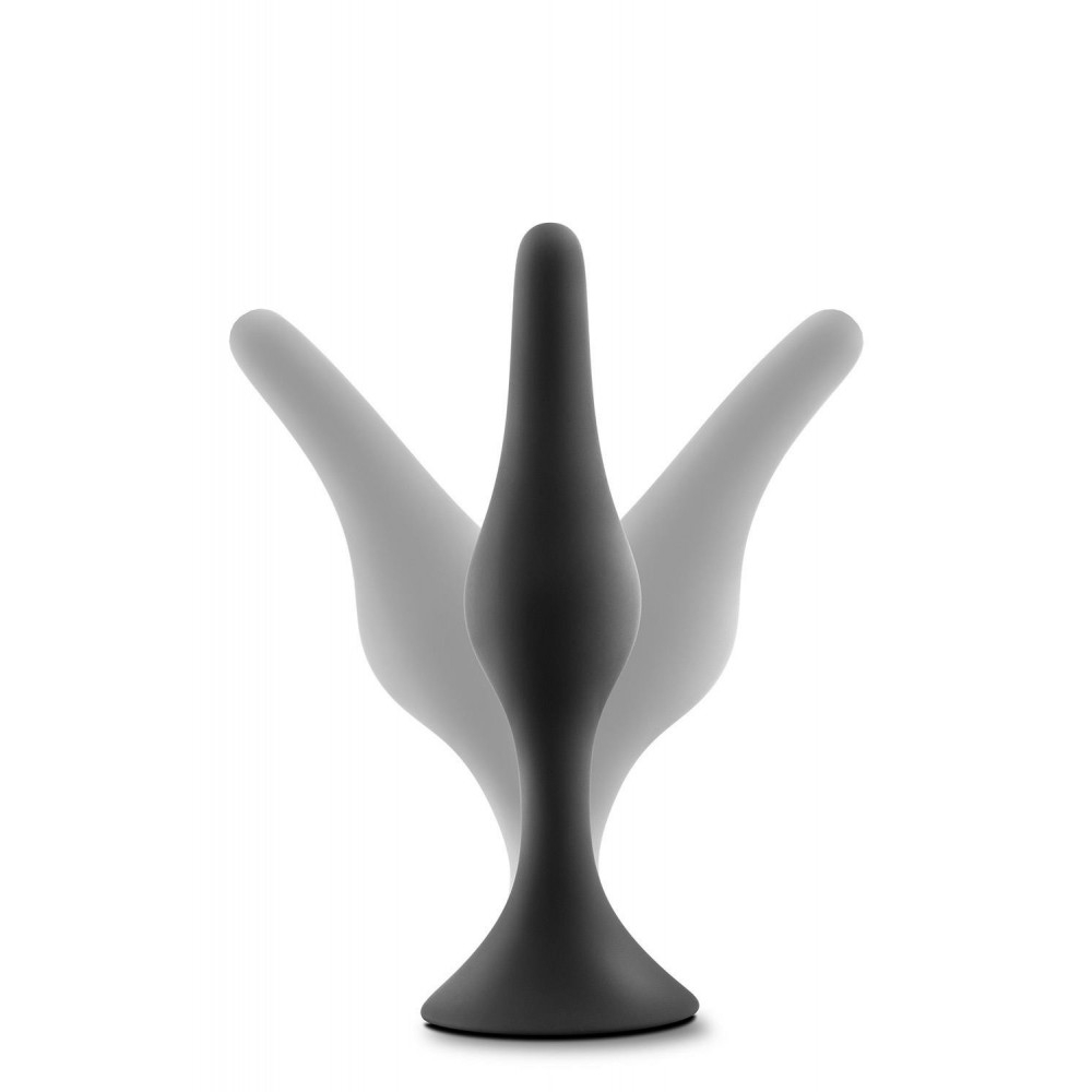Секс игрушки - Анальная пробка вытянутая Anal Adventures Blush, силиконовая, черная, 13.3 х 3 см