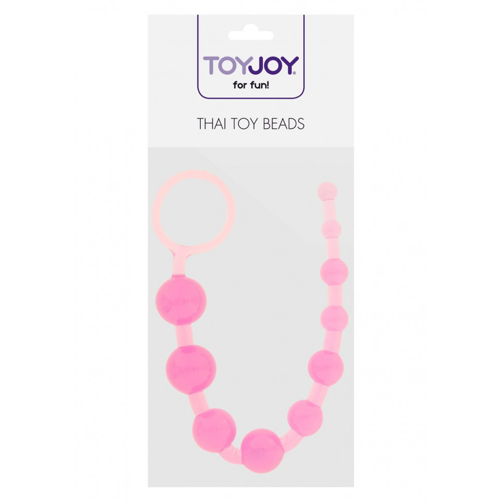 Секс игрушки - Анальная цепочка Toy Joy с шариками разного диаметра, розовая, 25 см х 2 см 1