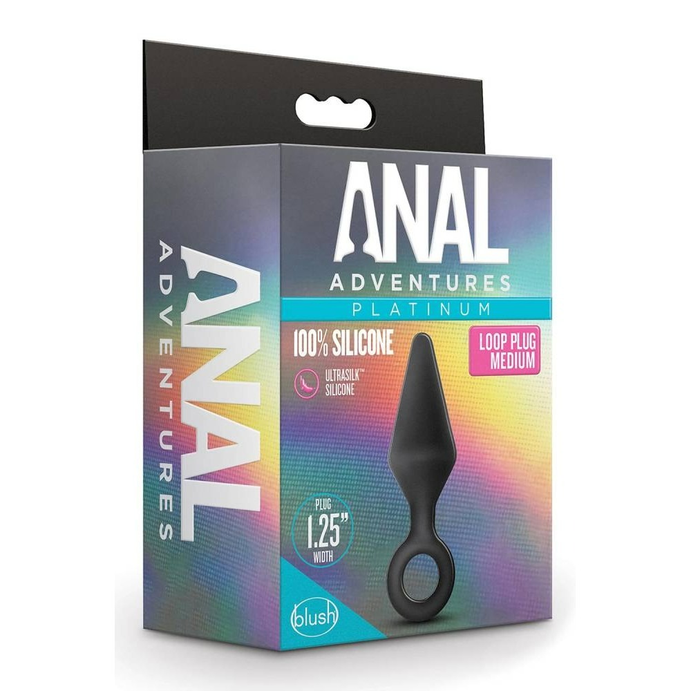 Секс игрушки - Анальный плаг с кольцом-стоппером Anal Adventures Platinum Silicone черный, 11.4 х 3.1 см 1