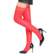 Панчохи еластичні Star Night з імітацією шкіри, червоні, XS-M