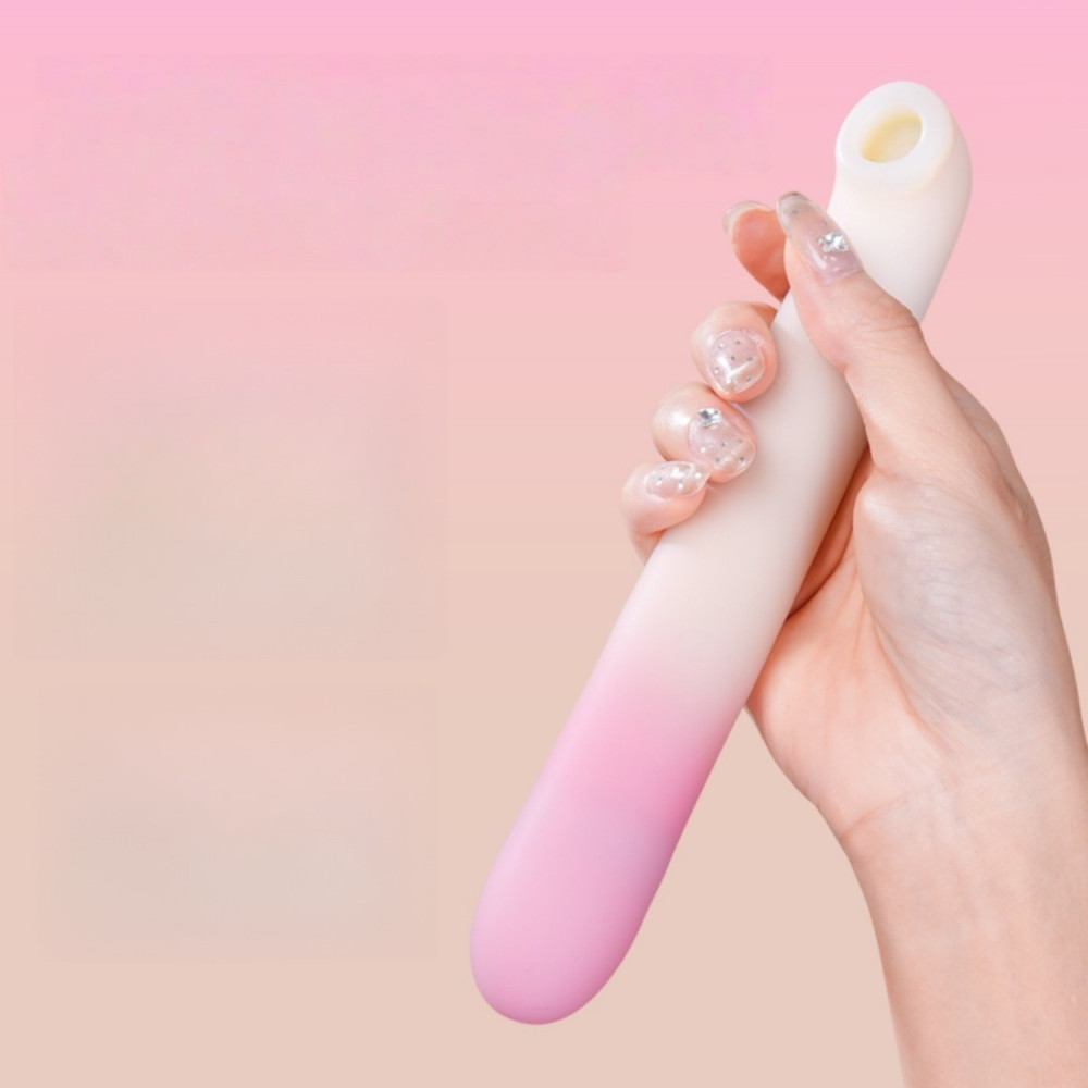  - Подвійний вібратор Zemalia Arousal з фрикційною функцією та вакуумним стимулятором + додаток, градієнтний рожевий 15