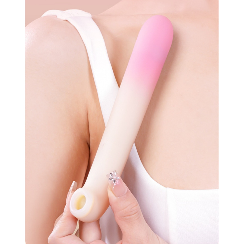  - Подвійний вібратор Zemalia Arousal з фрикційною функцією та вакуумним стимулятором + додаток, градієнтний рожевий 3