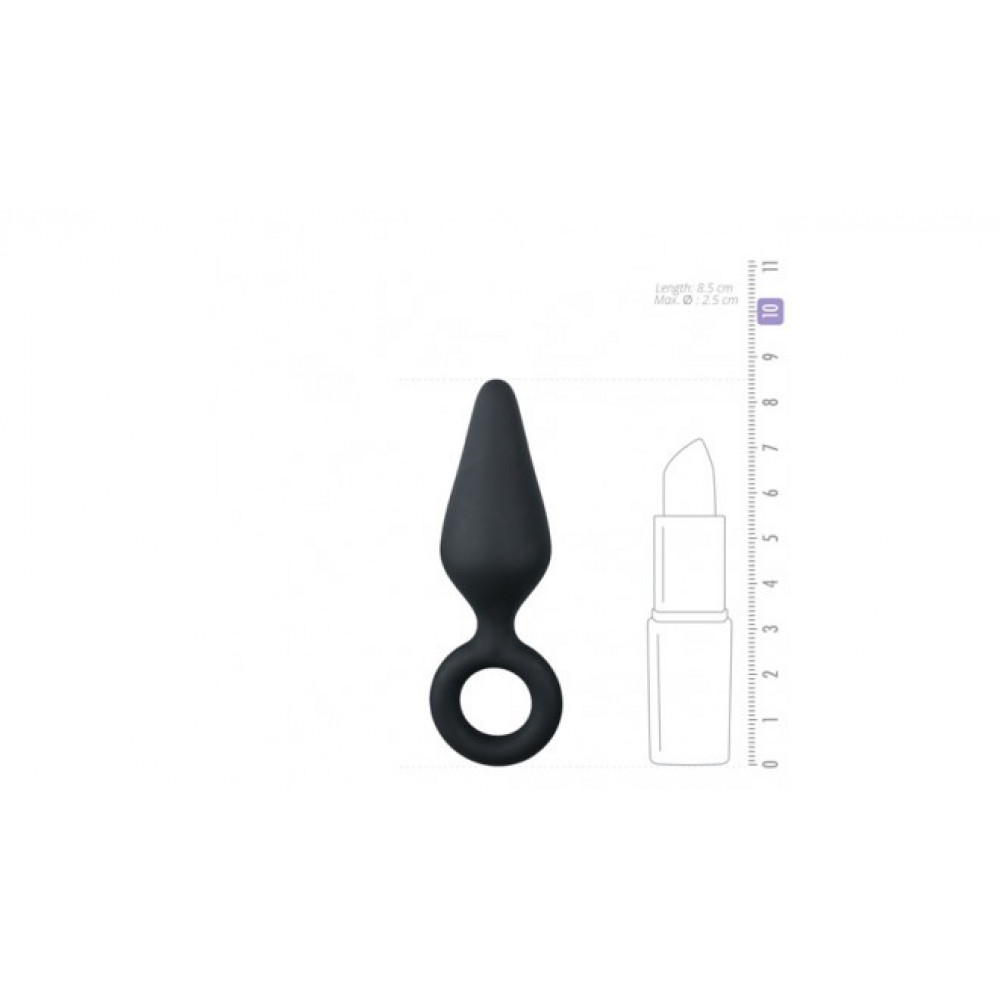 Секс игрушки - Анальная пробка со стоппером-кольцом Easytoys, силиконовая, чёрная, 8.5 х 2.5 см 2