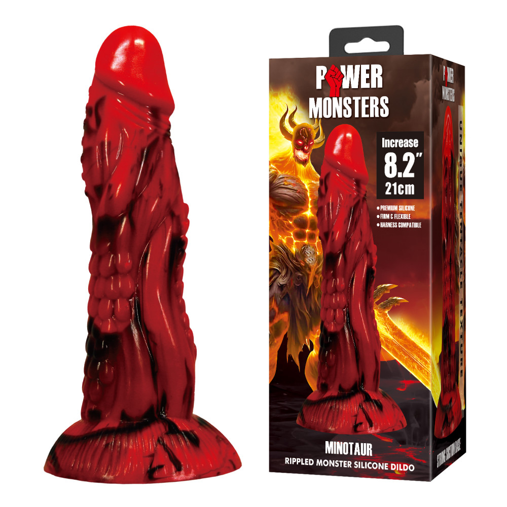 Фаллоимитаторы - Фаллоимитатор силиконовый Power Monsters Minotaur на присоске, красный, 21 см 1