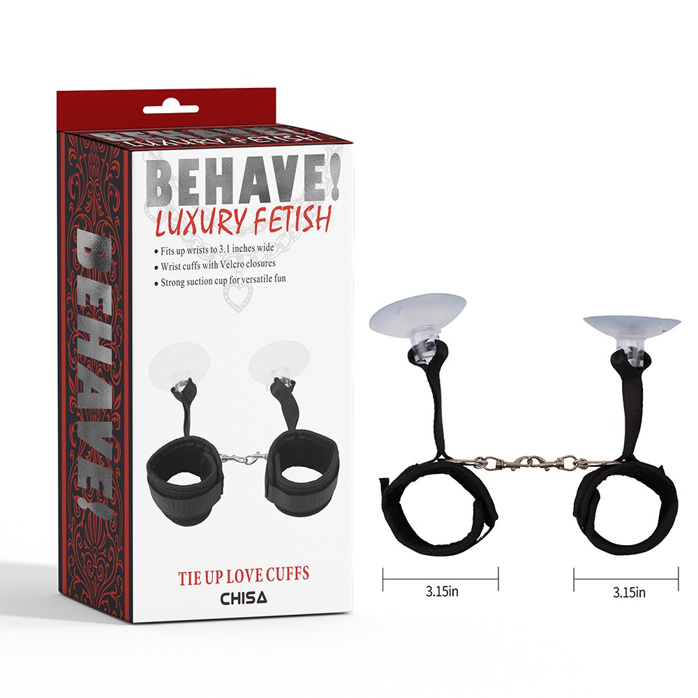 Разное - Фиксаторы для рук Chisa Behave! Tie Up Love Cuffs на присоске, черные 4