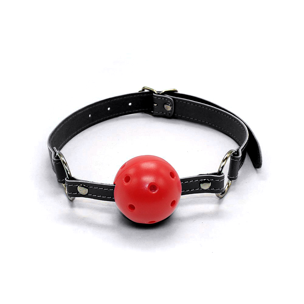 БДСМ игрушки - Кляп DS Fetish, красный шарик на черном ремешке