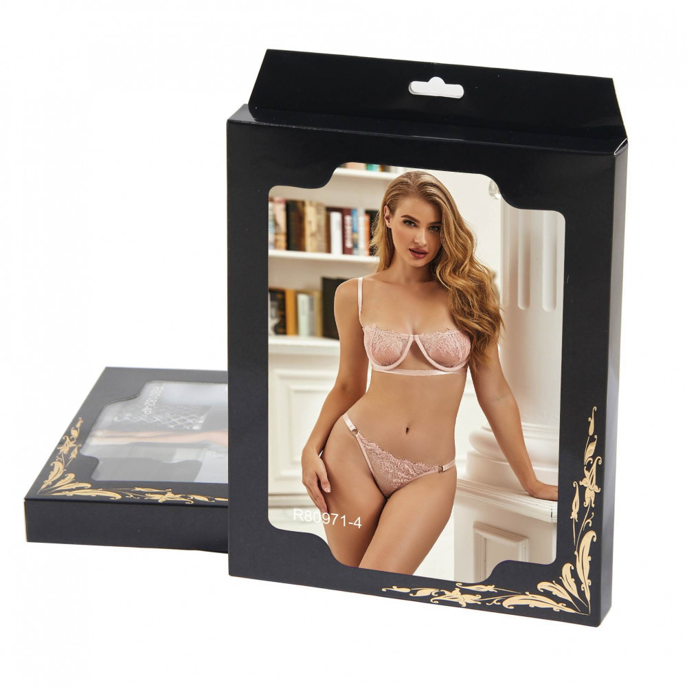 Різне - Комплект білизни з мереживом на кісточках Star Night ніжно-рожевий, XS/S 4