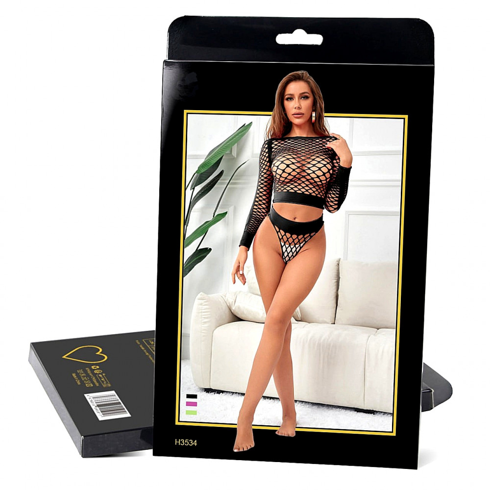 Різне - Комплект у велику сітку, топ з трусиками Star Night, рожевий, XS-M 6