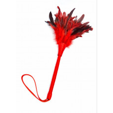 Метелочка с перьями бордо, ручка красная