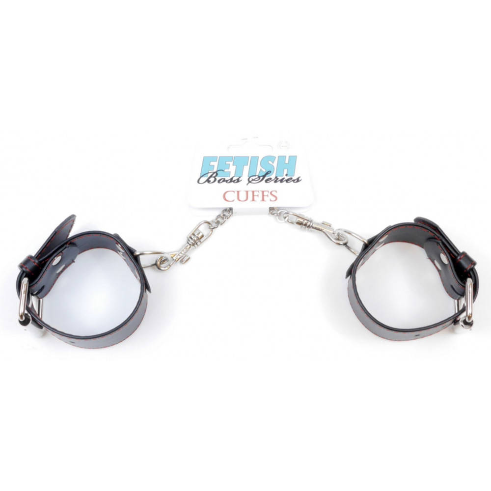 Электростимуляторы - Наручники из искуственной кожи Fetish Boss Series - Handcuffs with Red Line, BS3300115 1