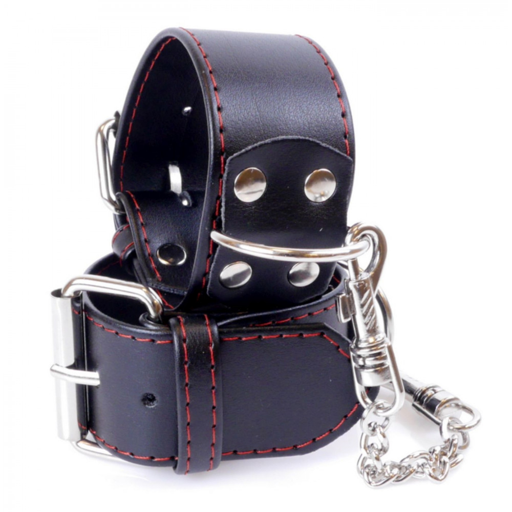 Электростимуляторы - Наручники из искуственной кожи Fetish Boss Series - Handcuffs with Red Line, BS3300115 2