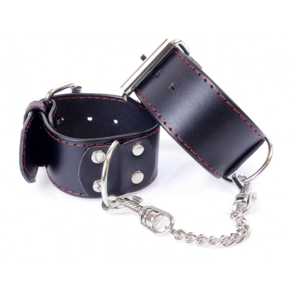 Электростимуляторы - Наручники из искуственной кожи Fetish Boss Series - Handcuffs with Red Line, BS3300115 4