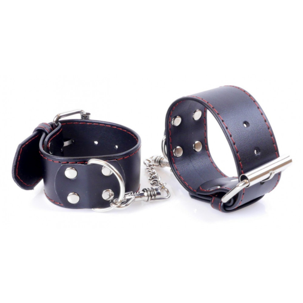 Электростимуляторы - Наручники из искуственной кожи Fetish Boss Series - Handcuffs with Red Line, BS3300115