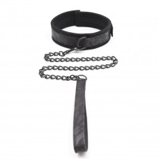 Ошейник с поводком DS Fetish Collar with leash black