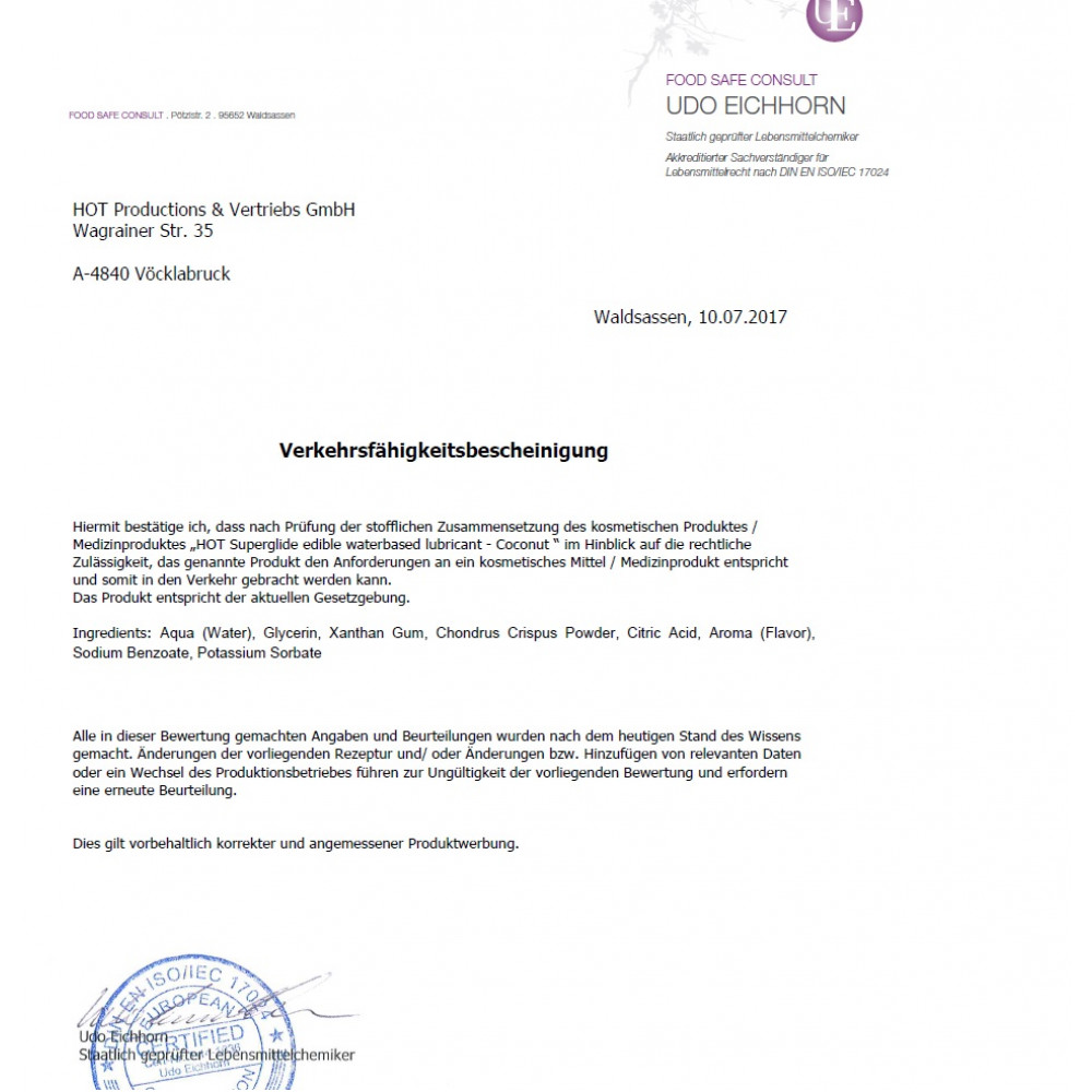 Разное - Съедобный лубрикант на водной основе HOT Superglide Ароматный кокос, 75 мл 1