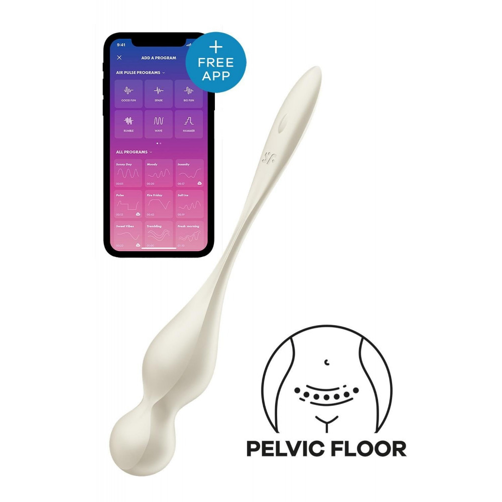 Разное - Смарт-шарики Кегеля Satisfyer Love Birds 1 с вибрацией, белые