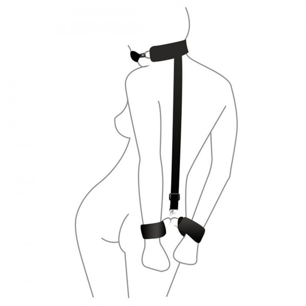 Кляп - Кляп с пластиковым шаром и наручниками Art of Sex - Handcuffed Gag черный 2