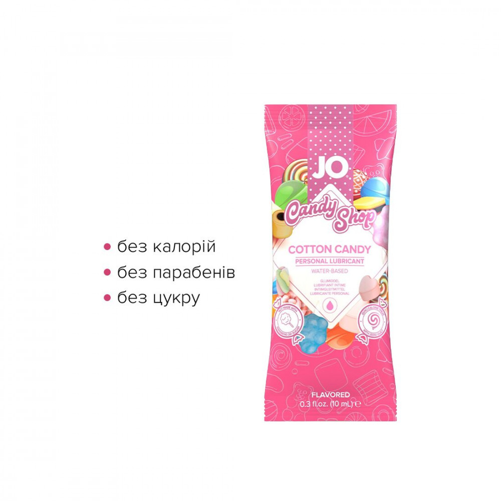 Пробники - Набор лубрикантов Foil Display Box – JO H2O Lubricant – Cotton Candy – 12 x 10ml 3