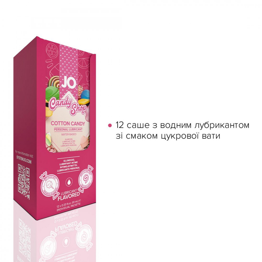 Пробники - Набор лубрикантов Foil Display Box – JO H2O Lubricant – Cotton Candy – 12 x 10ml 4