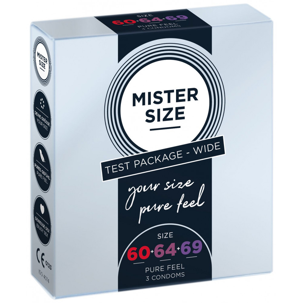 Презервативы - Набор презервативов Mister Size - pure feel - 60–64–69 (3 condoms), 3 размера, толщина 0,05 мм