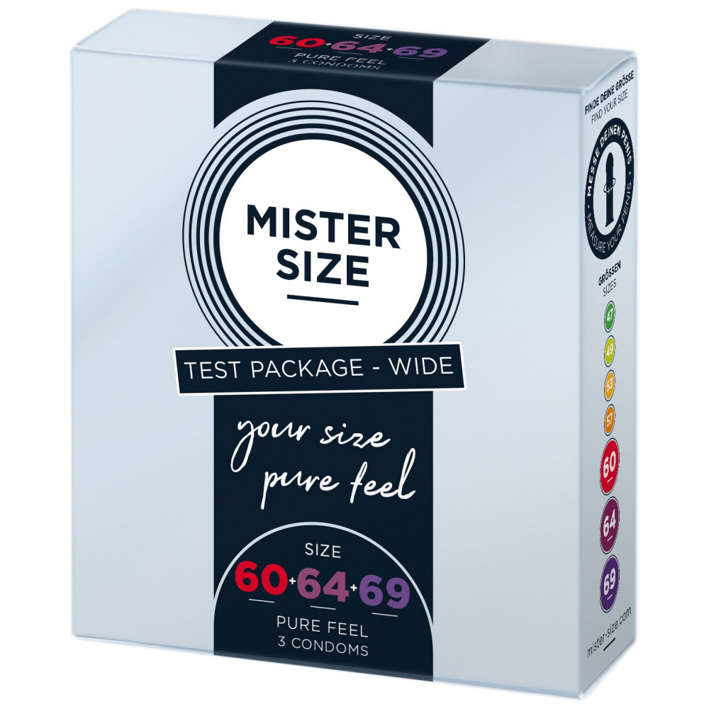 Презервативы - Набор презервативов Mister Size - pure feel - 60–64–69 (3 condoms), 3 размера, толщина 0,05 мм 1