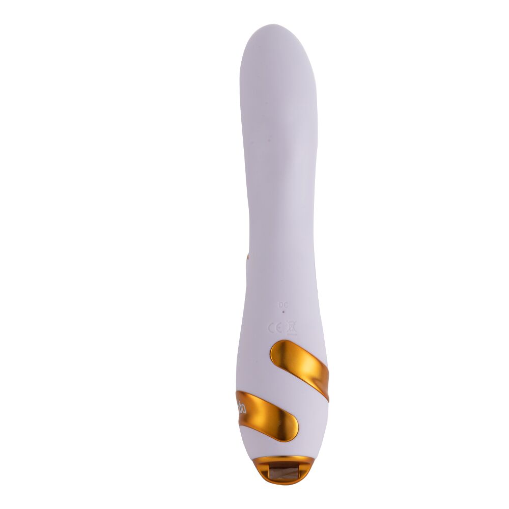 Вибратор-кролик - Вибратор-кролик с флоггером LOCKINK SEVANDA Whip Vibrating Massage Wand - White & Golden 2