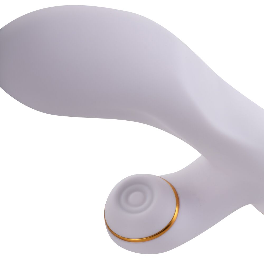 Вибратор-кролик - Вибратор-кролик с флоггером LOCKINK SEVANDA Whip Vibrating Massage Wand - White & Golden 3