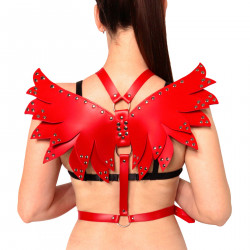 Женская портупея Art of Sex - Wings красная XS-M, экокожа