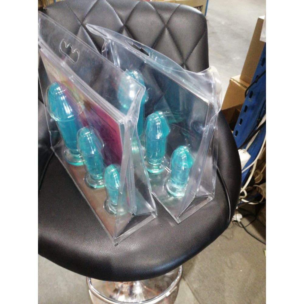 Секс іграшки - Набір анальних пробок Doc Johnson Crystal Jellies - Anal Starter Kit Teal (м'ятий та без вставки!!!) 1