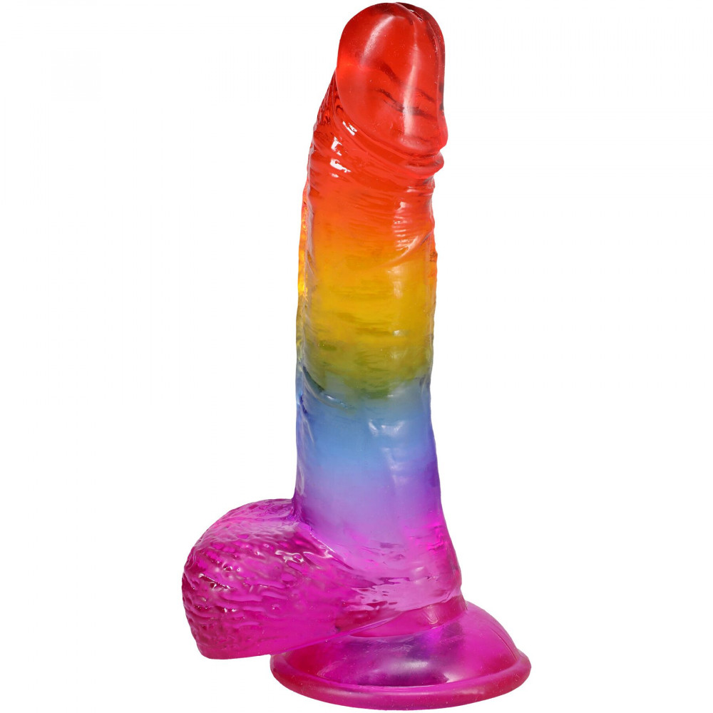 Фалоімітатор - Фалоімітатор Doc Johnson Crystal Jellies - Realistic cock with balls 8.5 Inch - Rainbow