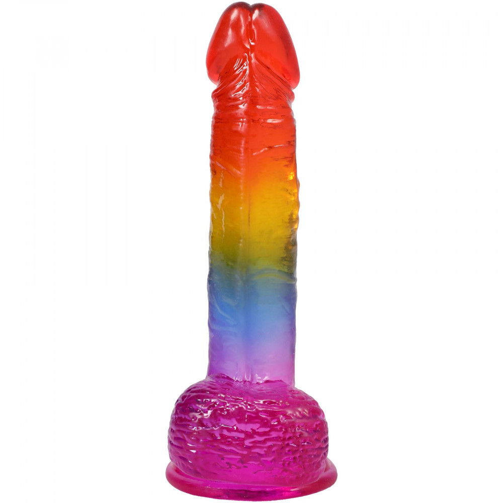 Фалоімітатор - Фалоімітатор Doc Johnson Crystal Jellies - Realistic cock with balls 8.5 Inch - Rainbow 2