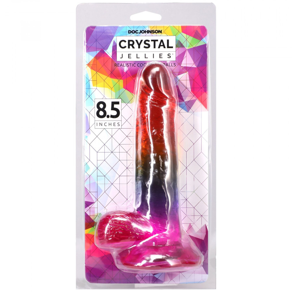 Фалоімітатор - Фалоімітатор Doc Johnson Crystal Jellies - Realistic cock with balls 8.5 Inch - Rainbow 4