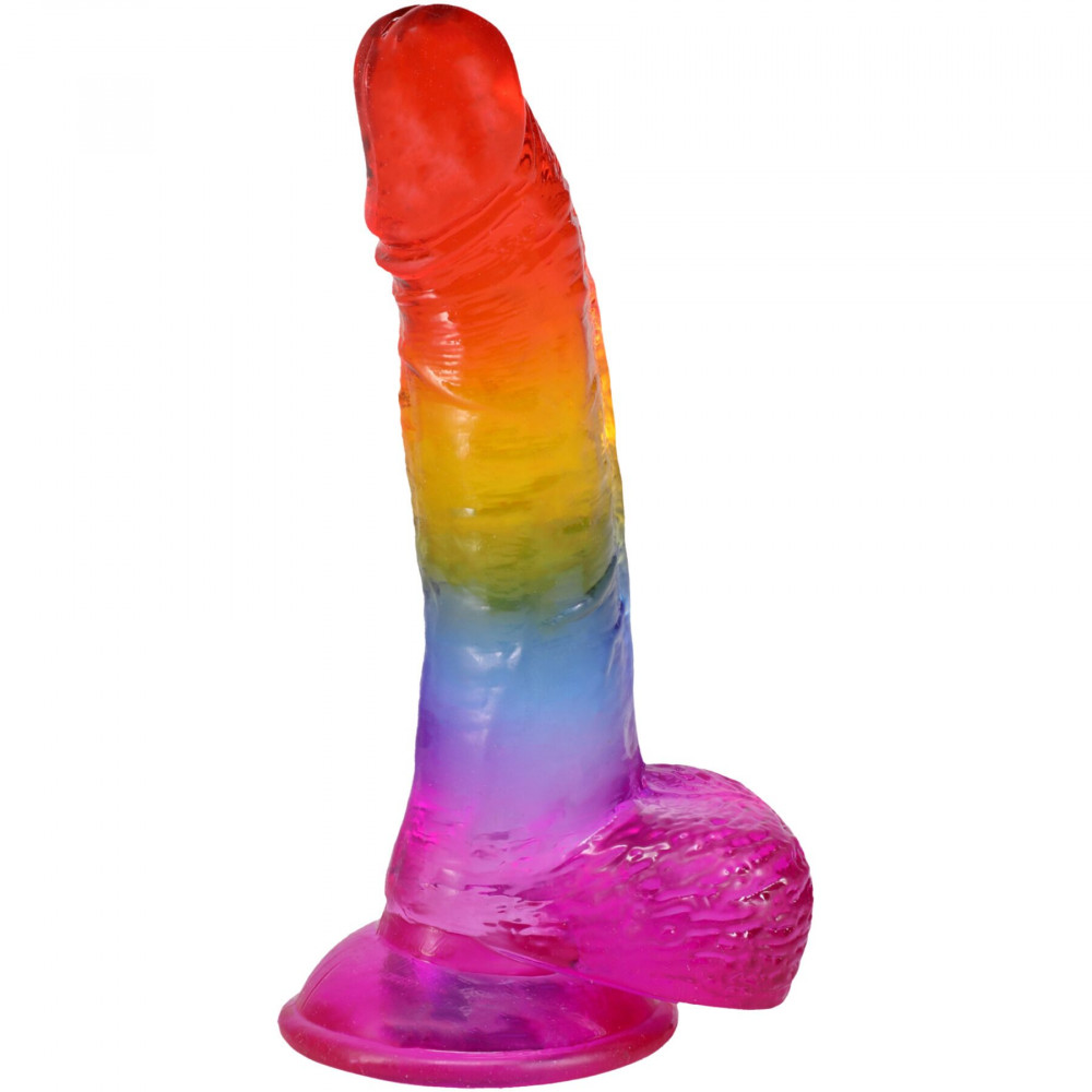 Фалоімітатор - Фалоімітатор Doc Johnson Crystal Jellies - Realistic cock with balls 8.5 Inch - Rainbow 1
