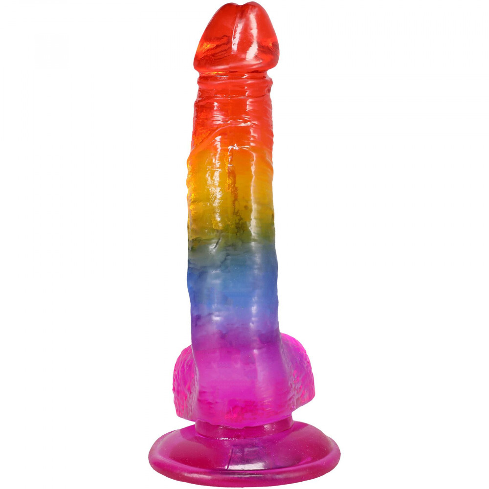 Фалоімітатор - Фалоімітатор Doc Johnson Crystal Jellies - Realistic cock with balls 8.5 Inch - Rainbow 3