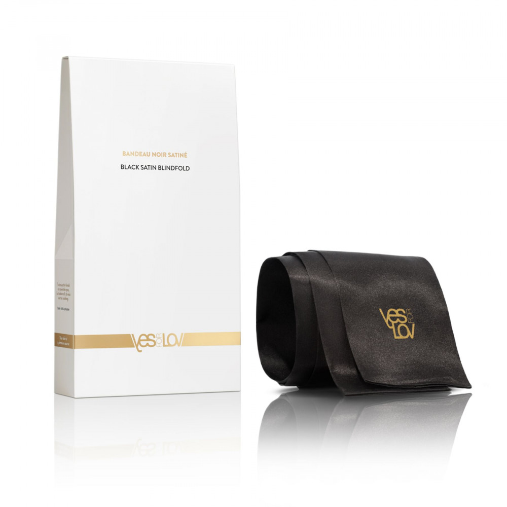 Повязки на глаза, кляпы, зажимы - Сатиновая повязка на глаза YESforLOV BLACK SATIN BLINDFOLD