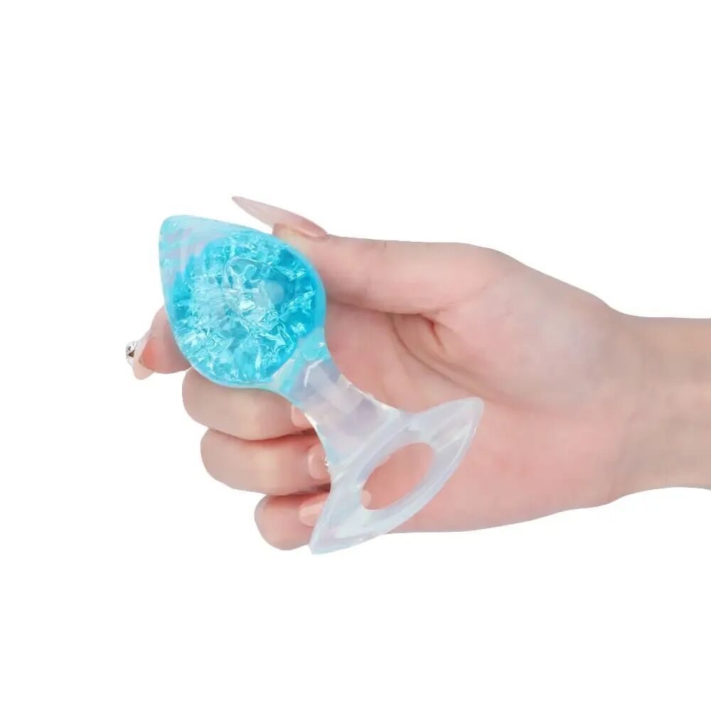 Анальные игрушки без вибрации - Анальная пробка Liebe Seele Heart-shaped Crystal Anal Plug - Blue Medium 2