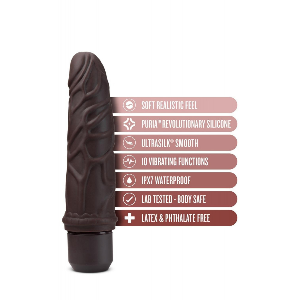 Разное - Вибратор реалистичный Blush Dr. Skin Dr. Robert на батарейках, коричневый 5