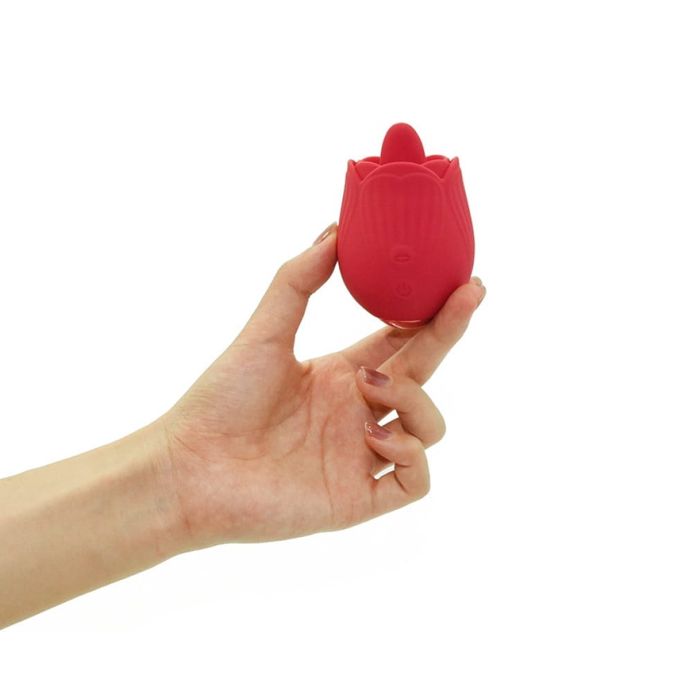 Різне - Вібратор трояндочка з язичком Sweet Em, 10 режимів , червоний 6