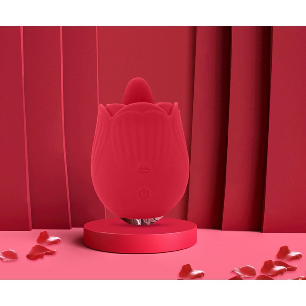 Різне - Вібратор трояндочка з язичком Sweet Em, 10 режимів , червоний 8