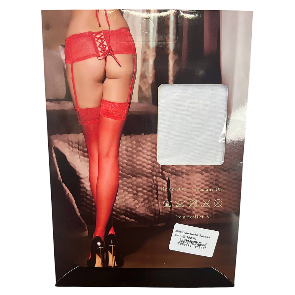 Різне - Панчохи з широким ажурним мереживом Sunspice білі 2