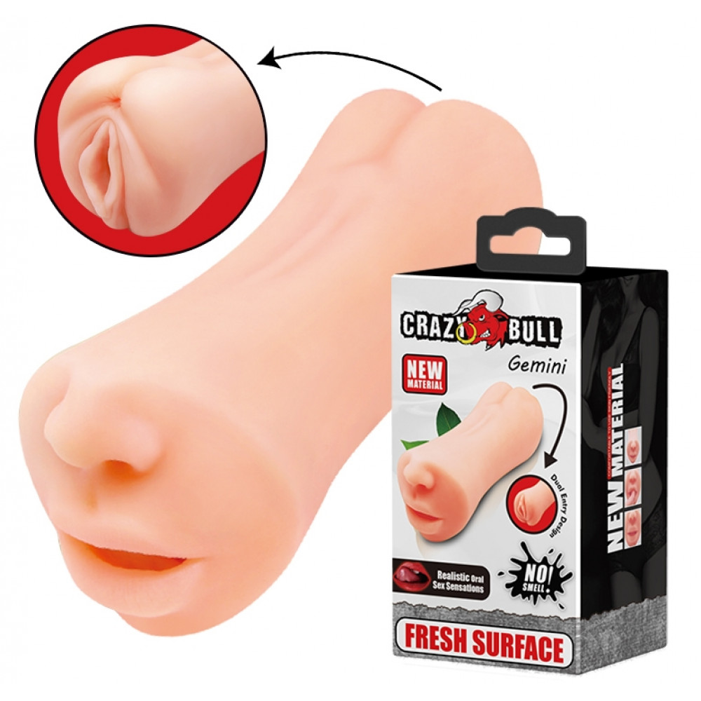 Мастурбаторы вагины - Мастурбатор 2 в 1 CRAZY BULL - Gemini Realistic Oral Sex Sensations, BM-009215U