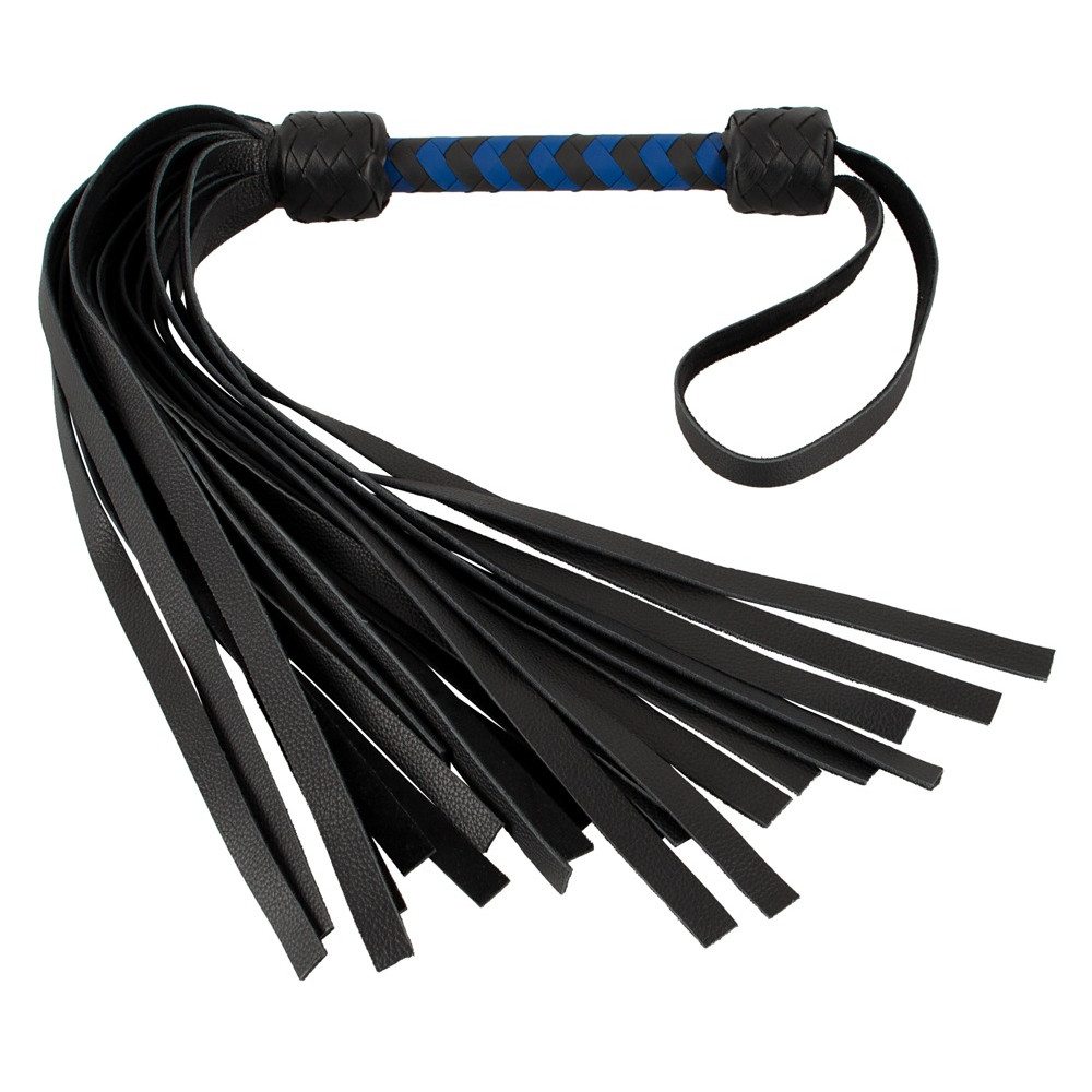 БДСМ игрушки - Флогер кожаный Leather flogger black/royal