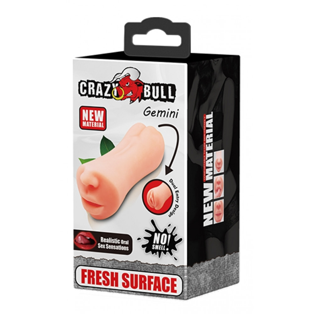 Мастурбаторы вагины - Мастурбатор 2 в 1 CRAZY BULL - Gemini Realistic Oral Sex Sensations, BM-009215U 1