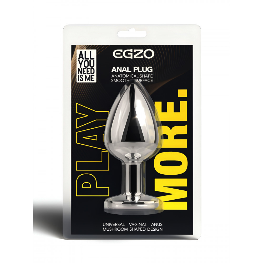 Анальные игрушки без вибрации - Анальная пробка с кристаллом EGZO - Silver Round Plug Lime size S 1