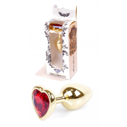 Анальная пробка Boss Series - Jewellery Gold Heart PLUG Red S, BS6400037