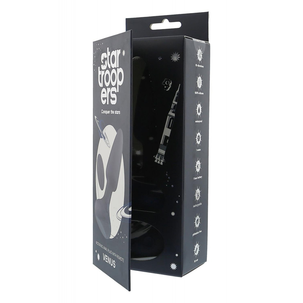 Анальные игрушки с вибрацией - Анальная пробка DreamToys Startroopers Venus с дистанционным пультом управления, черная 11